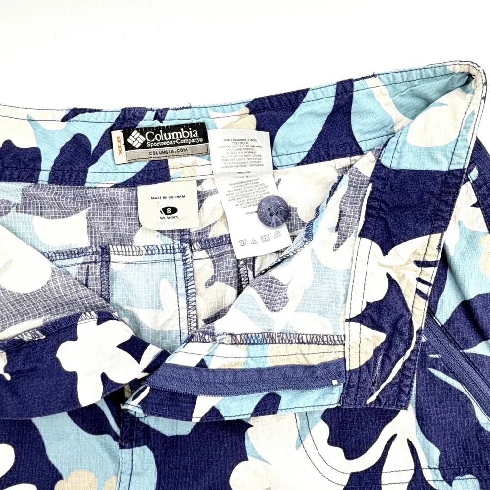 Columbia Floral Ripstop Mini Skirt‎ Womens 8 Blue XCO Cargo Hiking